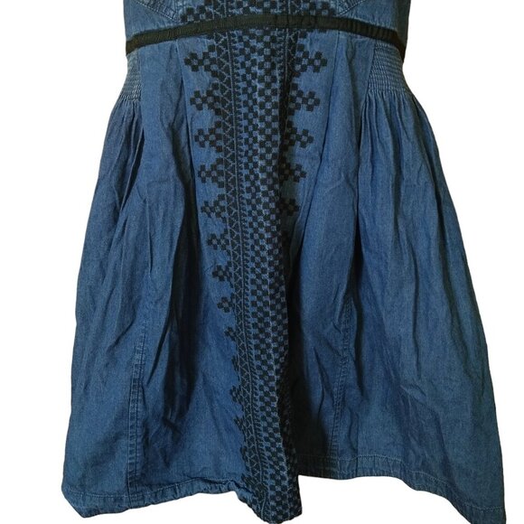 Urban Outfitters Women's Large? Spaghetti Strap Denim Embroidered Dress Read - Picture 3 of 6